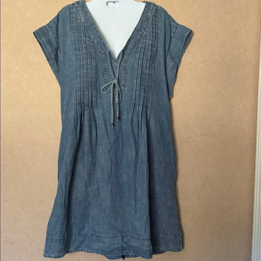 Entro Blue Denim Mini Dress with Pockets - Picture 1 of 6